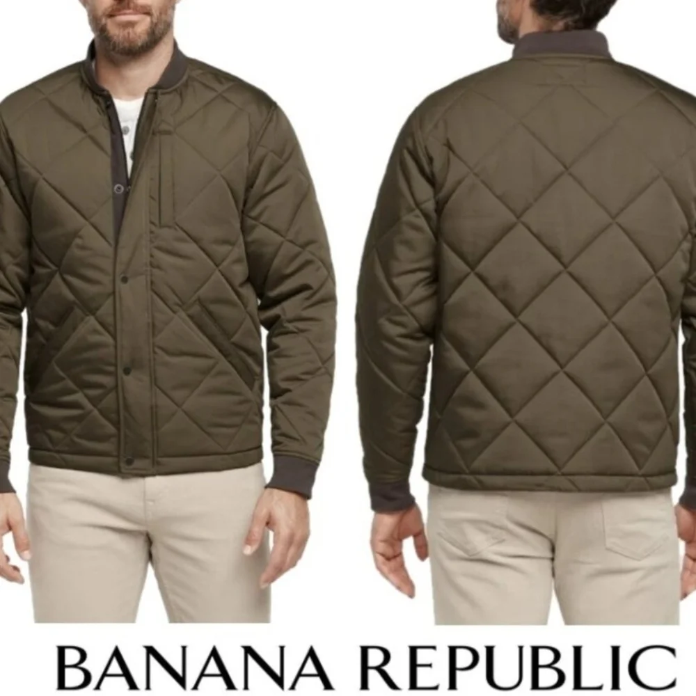 NWT Banana Republic Men’s Quilted Bomber Jacket, Green
